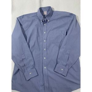 Brooks Brothers Madison Button Up Shirt Mens‎ Size 16.5-35 Blue Long Sleeve